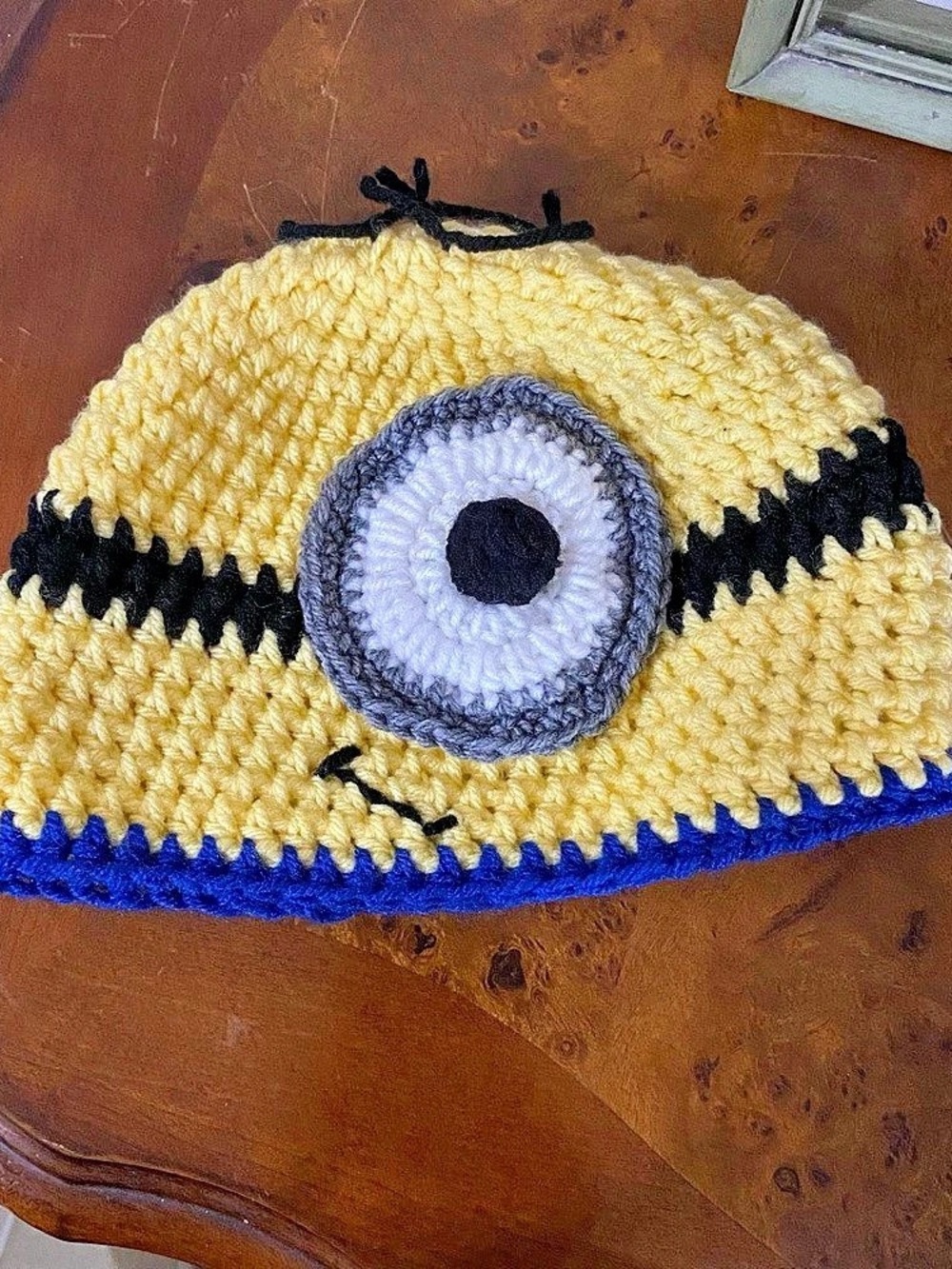 Kids Minion Crochet Hat in Yellow & Blue